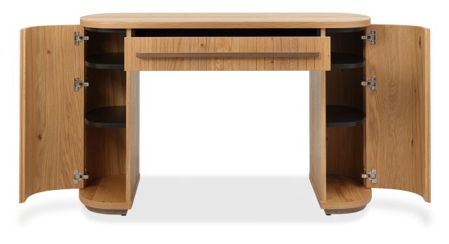 Weathered Oak Rustic Curved 1 Drawer Dressing Table - Home Furniture Interiors