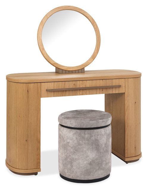 Weathered Oak Rustic Curved 1 Drawer Dressing Table - Home Furniture Interiors