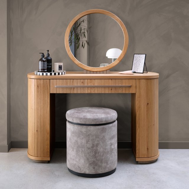 Weathered Oak Rustic Curved 1 Drawer Dressing Table - Home Furniture Interiors
