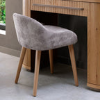 Pearl Velvet Fabric Dressing Table Stool Oak Legs
