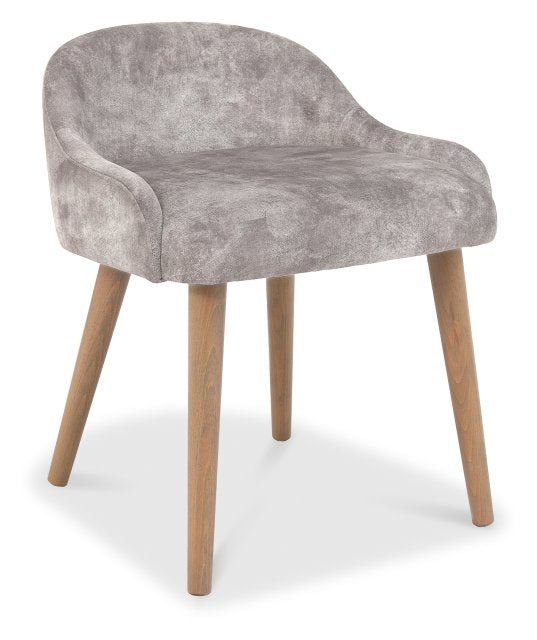 Pearl Velvet Fabric Dressing Table Stool Oak Legs - Home Furniture Interiors