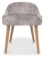 Pearl Velvet Fabric Dressing Table Stool Oak Legs - Home Furniture Interiors