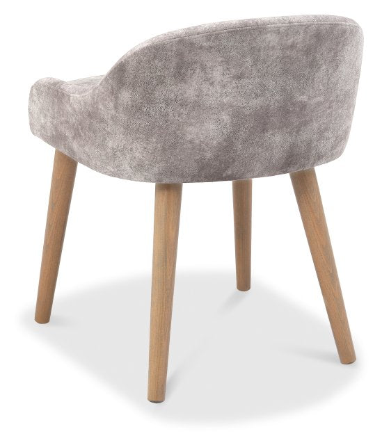 Pearl Velvet Fabric Dressing Table Stool Oak Legs - Home Furniture Interiors