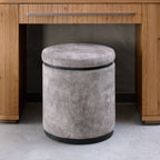 Pearl Velvet Fabric Round Storage Dressing Table Stool