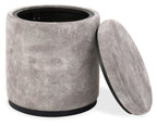 Pearl Velvet Fabric Round Storage Dressing Table Stool - Home Furniture Interiors