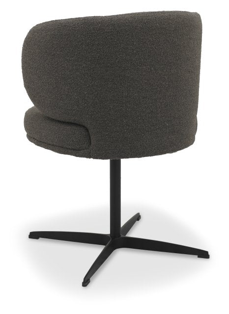Brown Boucle Fabric Curve Back Swivel Dining Chair - Home Furniture Interiors