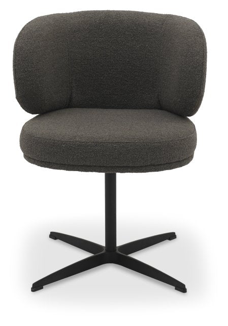 Brown Boucle Fabric Curve Back Swivel Dining Chair - Home Furniture Interiors