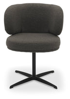 Brown Boucle Fabric Curve Back Swivel Dining Chair - Home Furniture Interiors
