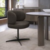 Brown Boucle Fabric Curve Back Swivel Dining Chair