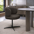 Brown Boucle Fabric Curve Back Swivel Dining Chair