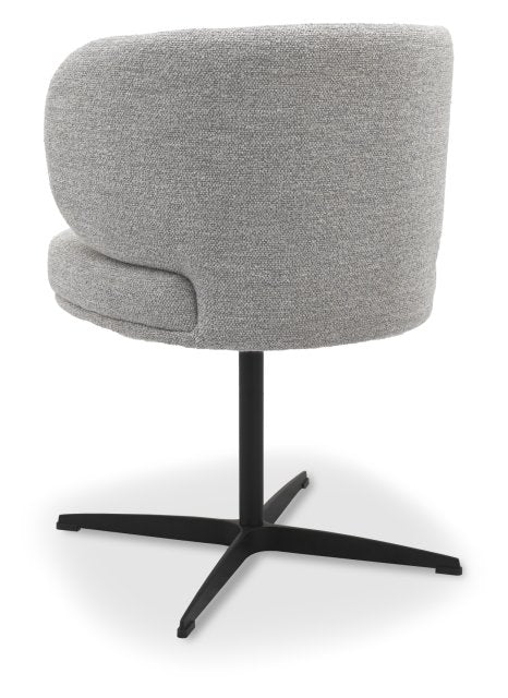 Grey Boucle Fabric Curved Back Swivel Dining Chair - Home Furniture Interiors