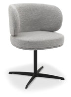 Grey Boucle Fabric Curved Back Swivel Dining Chair - Home Furniture Interiors