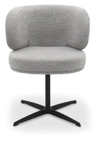 Grey Boucle Fabric Curved Back Swivel Dining Chair - Home Furniture Interiors