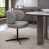 Grey Boucle Fabric Curved Back Swivel Dining Chair
