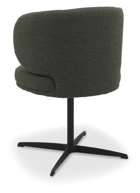 Green Boucle Fabric Curved Back Swivel Dining Chair - Home Furniture Interiors