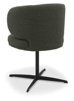 Green Boucle Fabric Curved Back Swivel Dining Chair - Home Furniture Interiors