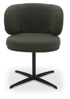 Green Boucle Fabric Curved Back Swivel Dining Chair - Home Furniture Interiors