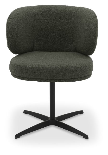 Green Boucle Fabric Curved Back Swivel Dining Chair - Home Furniture Interiors