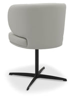Light Grey Leather Effect Curved Back Swivel Dining Chair - Home Furniture Interiors
