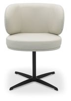 Ivory Leather Effect Curved Back Swivel Dining Chair - Home Furniture Interiors