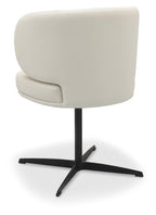 Ivory Leather Effect Curved Back Swivel Dining Chair - Home Furniture Interiors