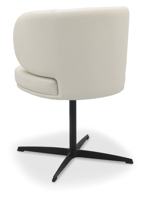 Ivory Leather Effect Curved Back Swivel Dining Chair - Home Furniture Interiors