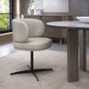 Ivory Leather Effect Curved Back Swivel Dining Chair