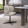 Ivory Leather Effect Curved Back Swivel Dining Chair