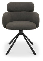 Brown Boucle Fabric Swivel Dining Chair with Black Legs - Home Furniture Interiors