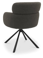 Brown Boucle Fabric Swivel Dining Chair with Black Legs - Home Furniture Interiors