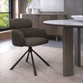 Brown Boucle Fabric Swivel Dining Chair with Black Legs