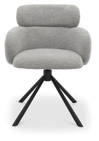 Grey Boucle Fabric Swivel Dining Chair Black Legs - Home Furniture Interiors