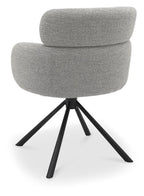 Grey Boucle Fabric Swivel Dining Chair Black Legs - Home Furniture Interiors