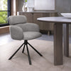 Grey Boucle Fabric Swivel Dining Chair Black Legs