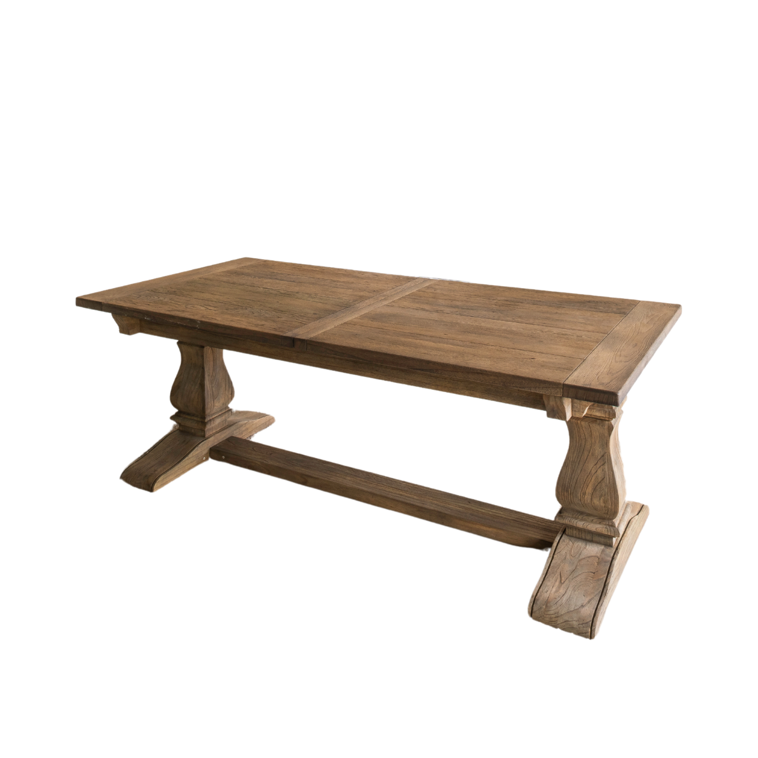 Traditional Oak Rectangular Extending Dining Table with Double Pedestal Base