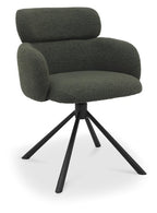 Green Boucle Fabric Swivel Dining Chair Black Legs - Home Furniture Interiors