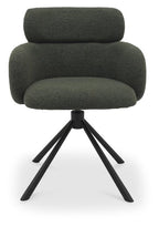 Green Boucle Fabric Swivel Dining Chair Black Legs - Home Furniture Interiors