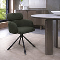 Green Boucle Fabric Swivel Dining Chair Black Legs