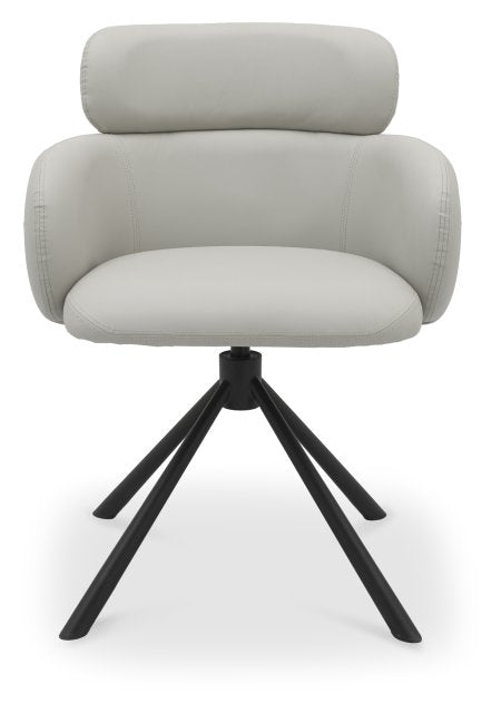 Light Grey Leather Effect Swivel Dining Chair Black Legs - Home Furniture Interiors