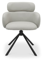 Light Grey Leather Effect Swivel Dining Chair Black Legs - Home Furniture Interiors