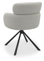 Light Grey Leather Effect Swivel Dining Chair Black Legs - Home Furniture Interiors