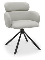 Light Grey Leather Effect Swivel Dining Chair Black Legs - Home Furniture Interiors