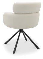 Ivory Leather Effect Swivel Dining Chair Black Legs - Home Furniture Interiors