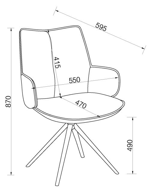 Ivory Leather Effect Swivel Dining Chair Black Legs - Home Furniture Interiors