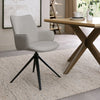 Light Grey Leather Effect Swivel Dining Chair Black Legs