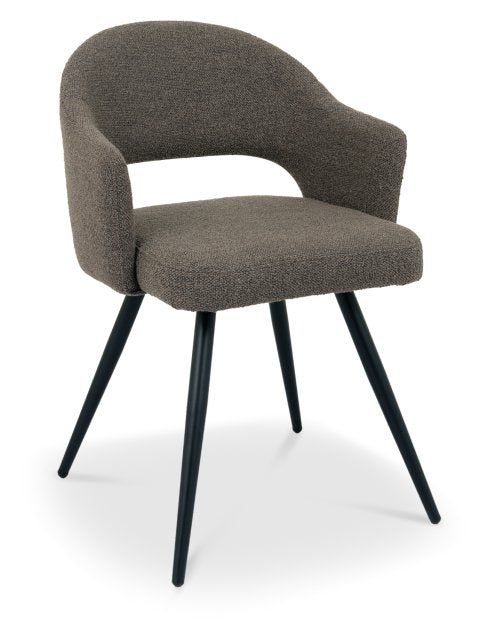 Brown Boucle Fabric Open Back Dining Chair - Home Furniture Interiors