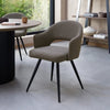 Brown Boucle Fabric Open Back Dining Chair