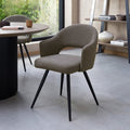 Brown Boucle Fabric Open Back Dining Chair