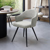 Grey Boucle Fabric Open Back Dining Chair with Black Legs