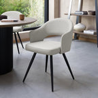 Light Grey Leather Effect Open Back Dining Chair